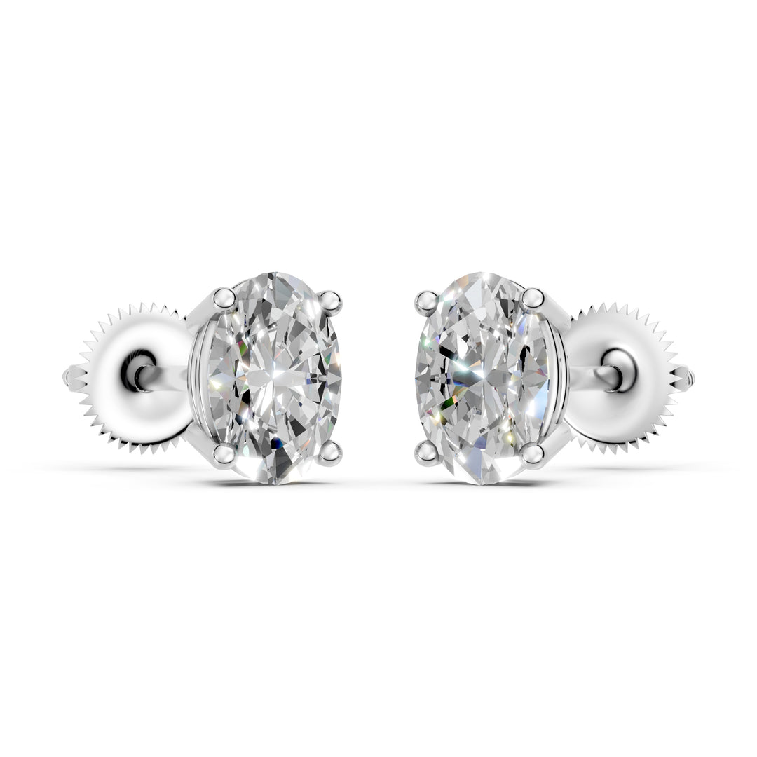 Ihina Oval Solitaire Diamond stud Earring