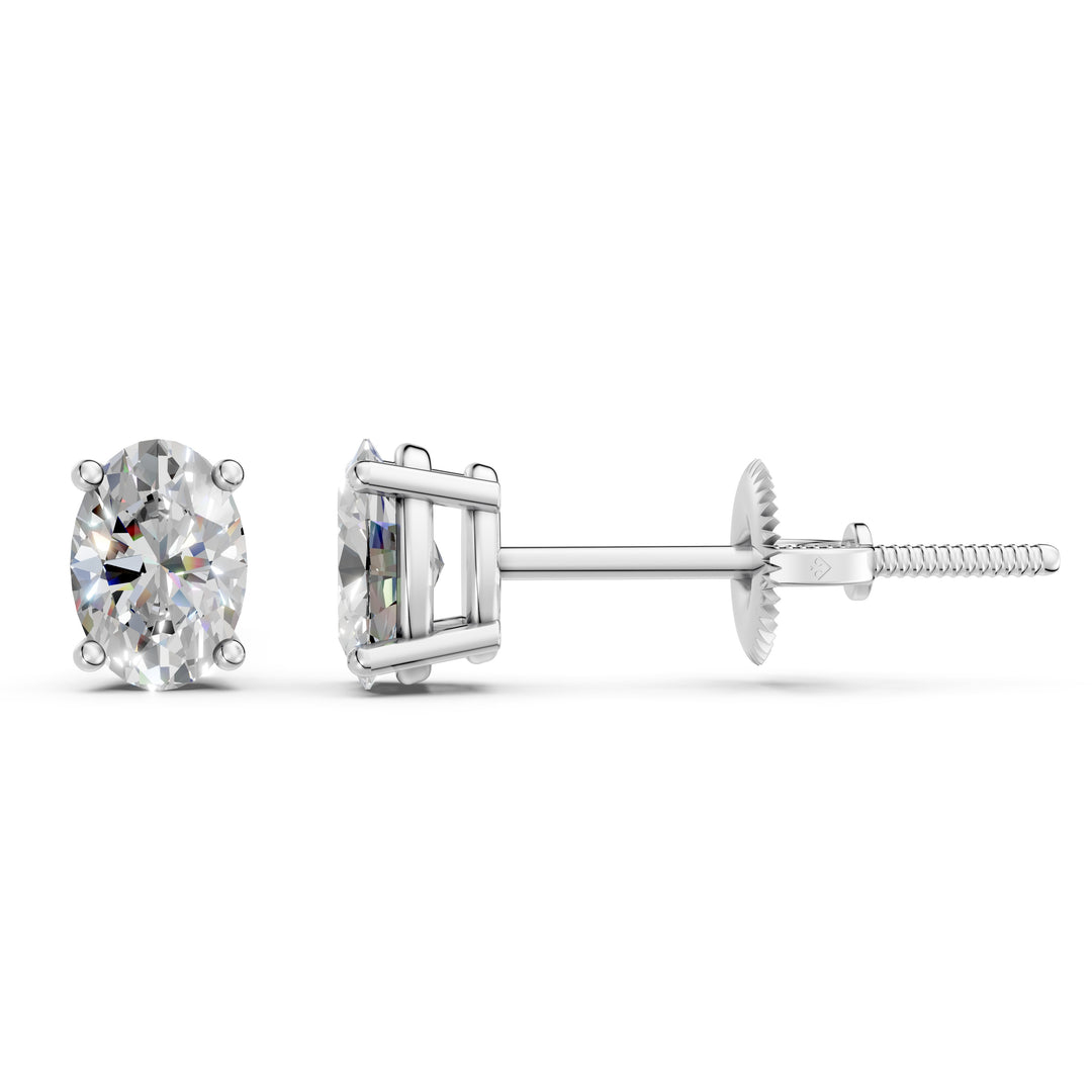 Ihina Oval Solitaire Diamond stud Earring