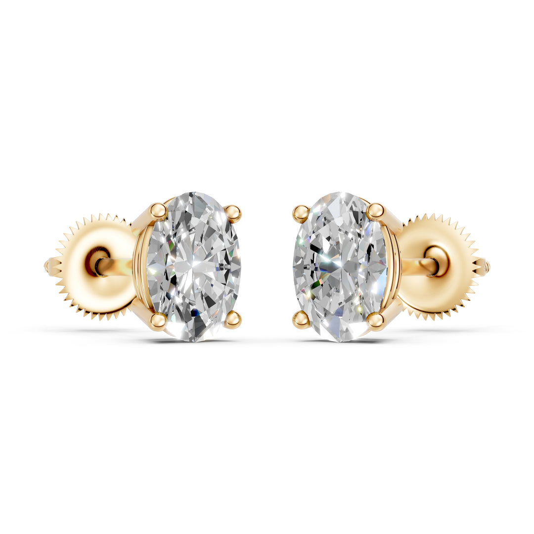 Ihina Oval Solitaire Diamond stud Earring