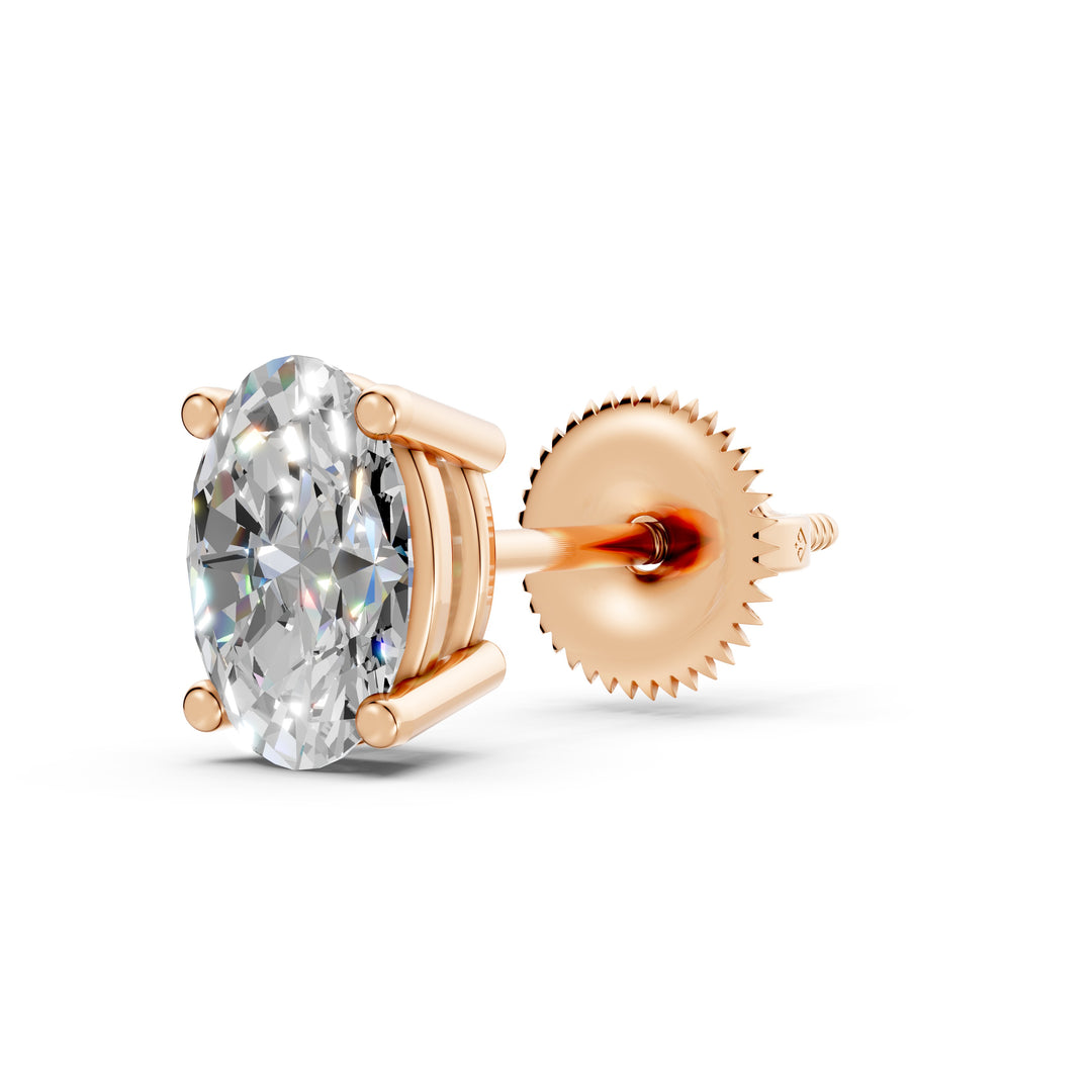 Iesha Oval Solitaire Diamond stud Earring