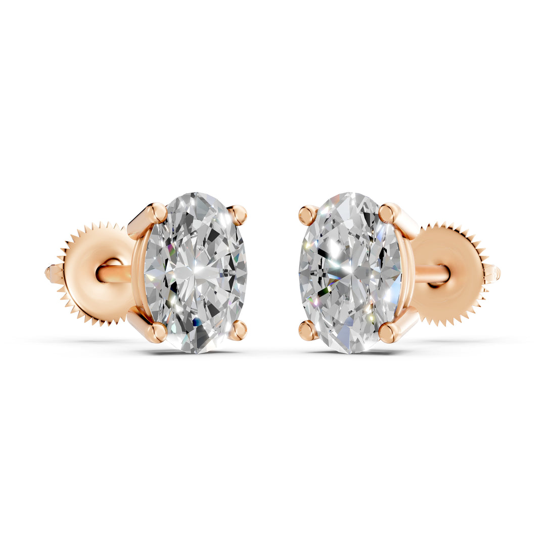 Iesha Oval Solitaire Diamond stud Earring