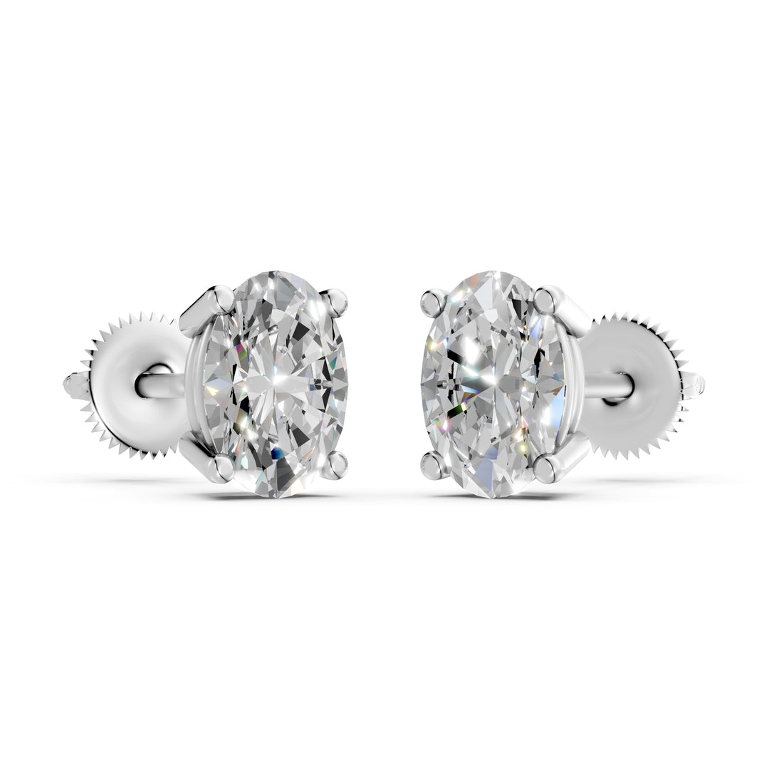 Iesha Oval Solitaire Diamond stud Earring