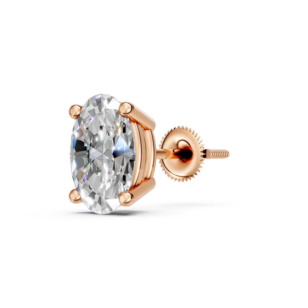Iaara Oval Solitaire Diamond stud Earring