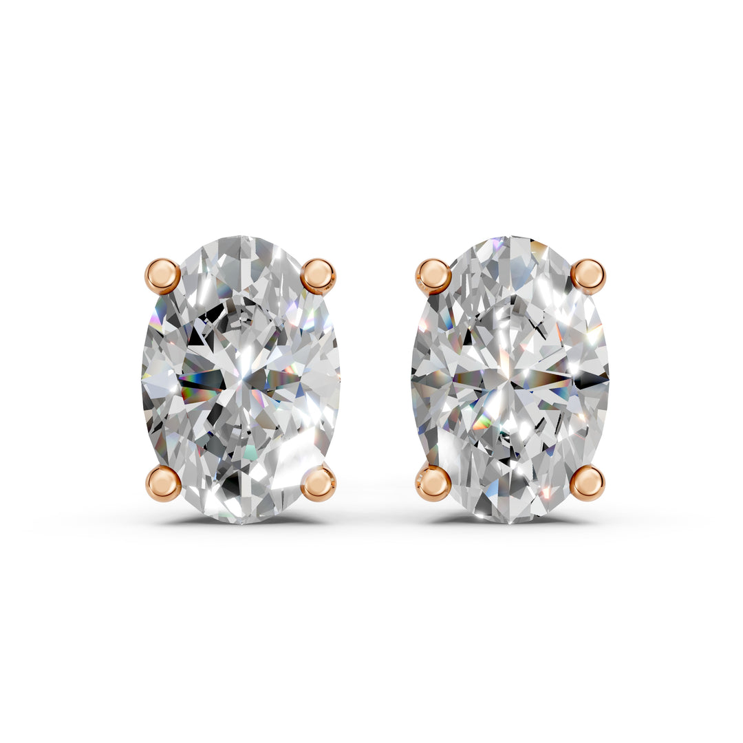 Iaara Oval Solitaire Diamond stud Earring