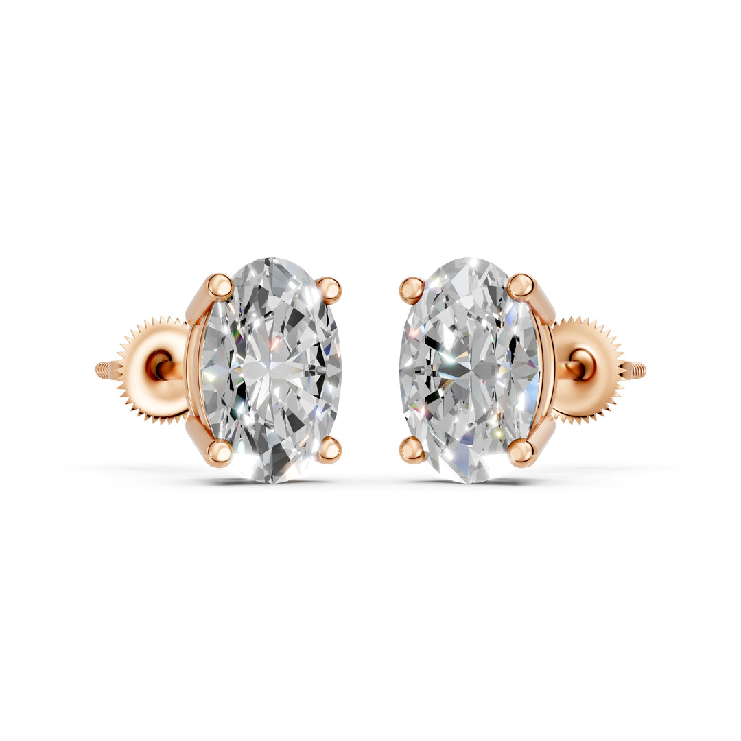 Iaara Oval Solitaire Diamond stud Earring