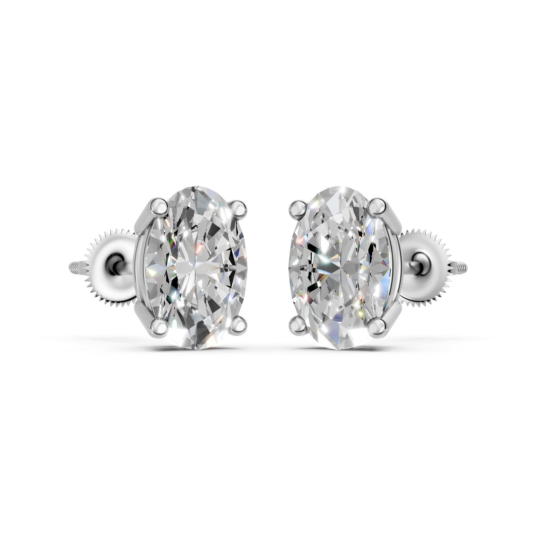 Iaara Oval Solitaire Diamond stud Earring