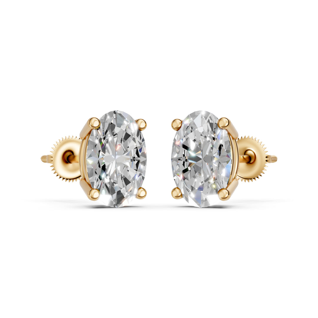Iaara Oval Solitaire Diamond stud Earring