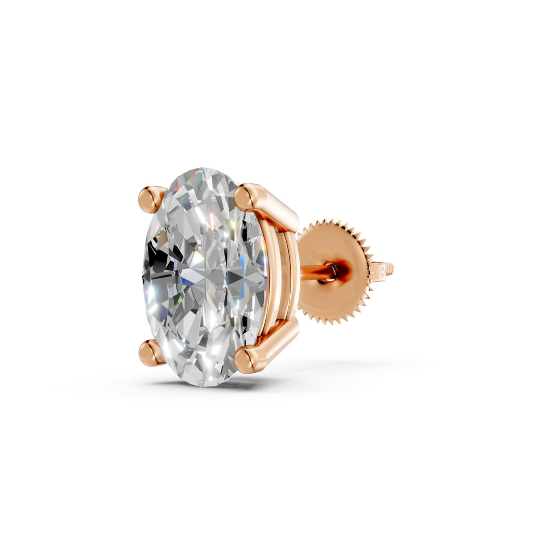Huma Oval Solitaire Diamond stud Earring