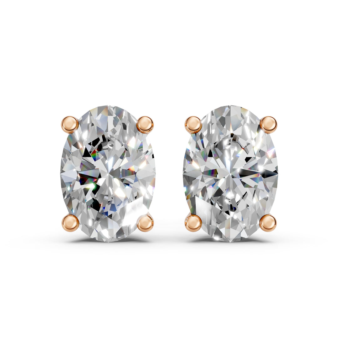 Huma Oval Solitaire Diamond stud Earring