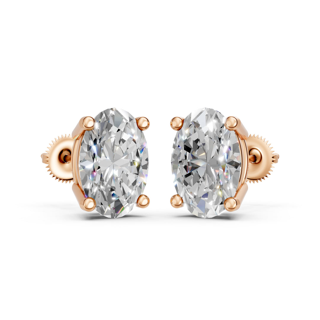 Huma Oval Solitaire Diamond stud Earring