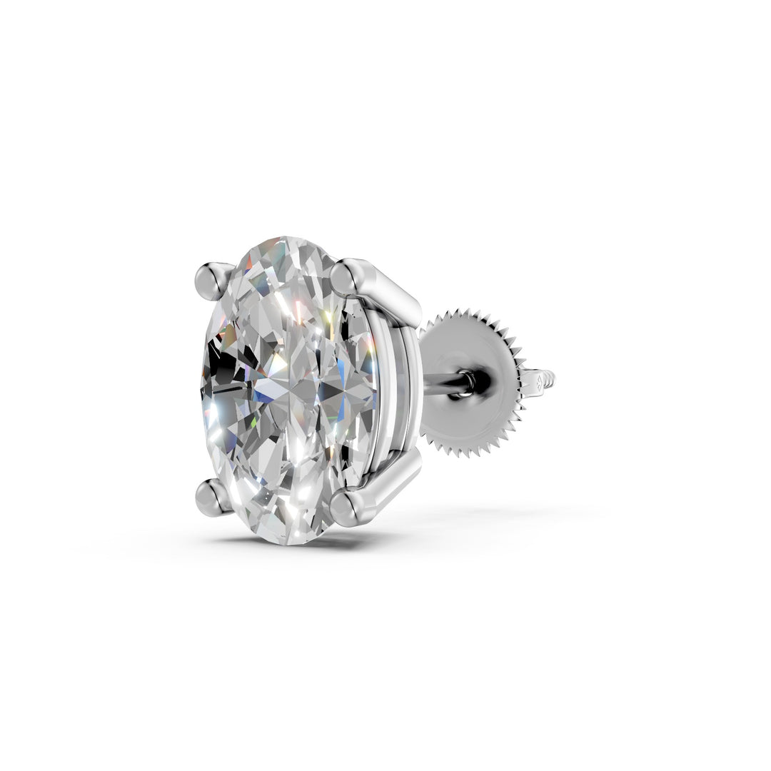 Huma Oval Solitaire Diamond stud Earring