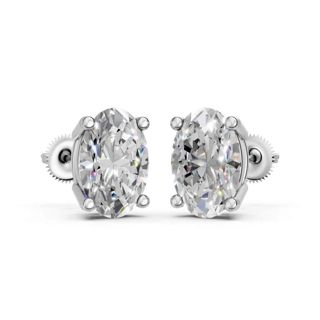 Huma Oval Solitaire Diamond stud Earring