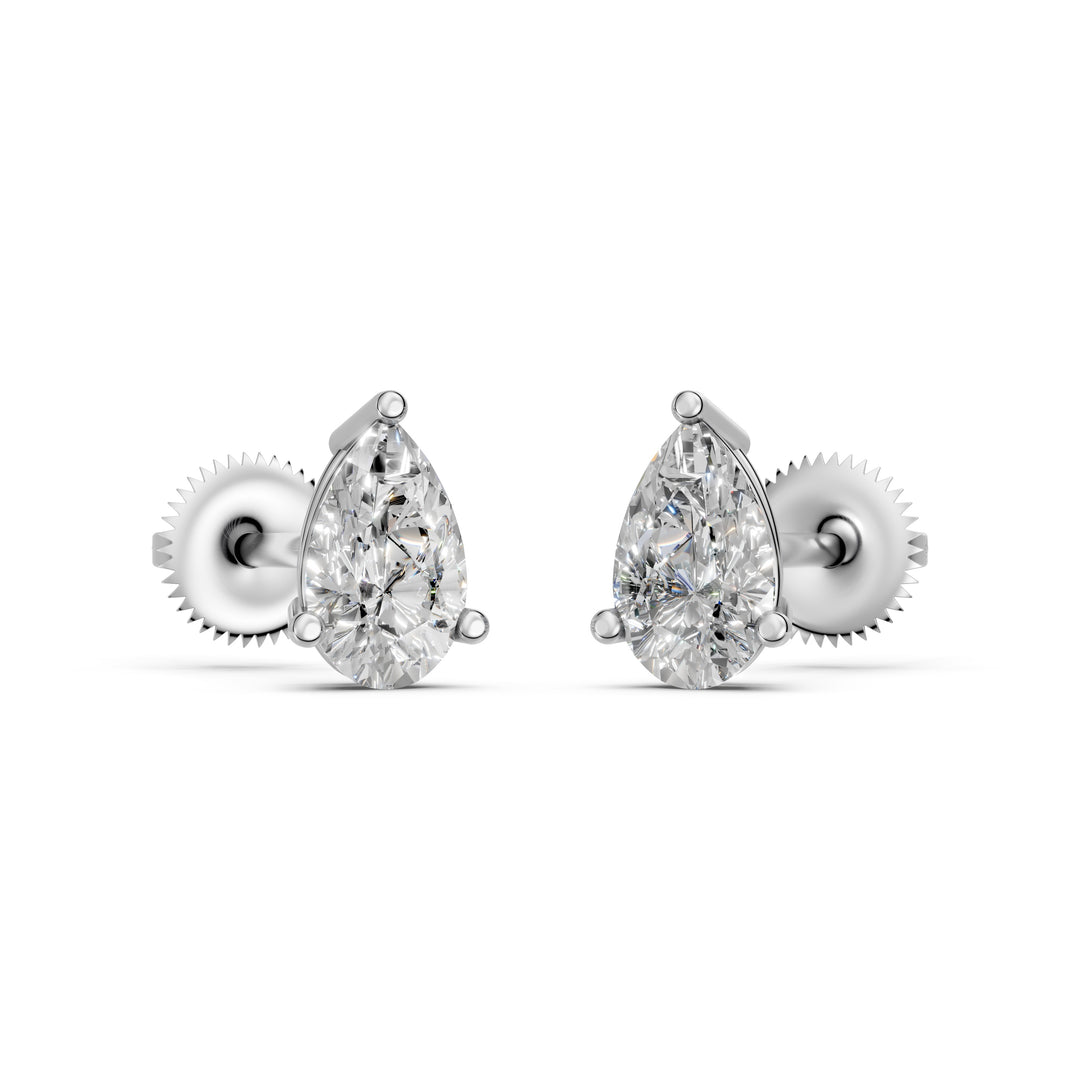 Hiyra Pear Solitaire Diamond stud Earring