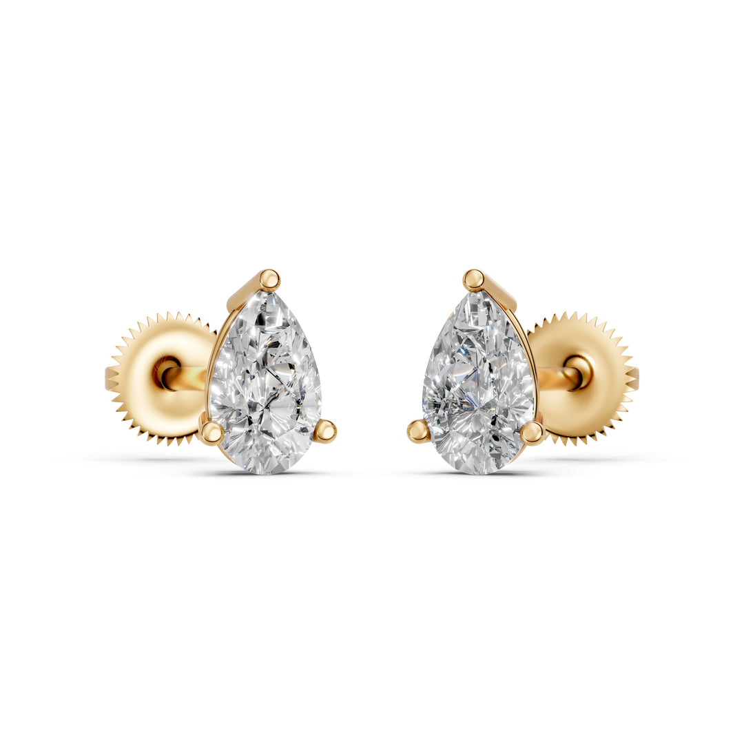 Hiyra Pear Solitaire Diamond stud Earring