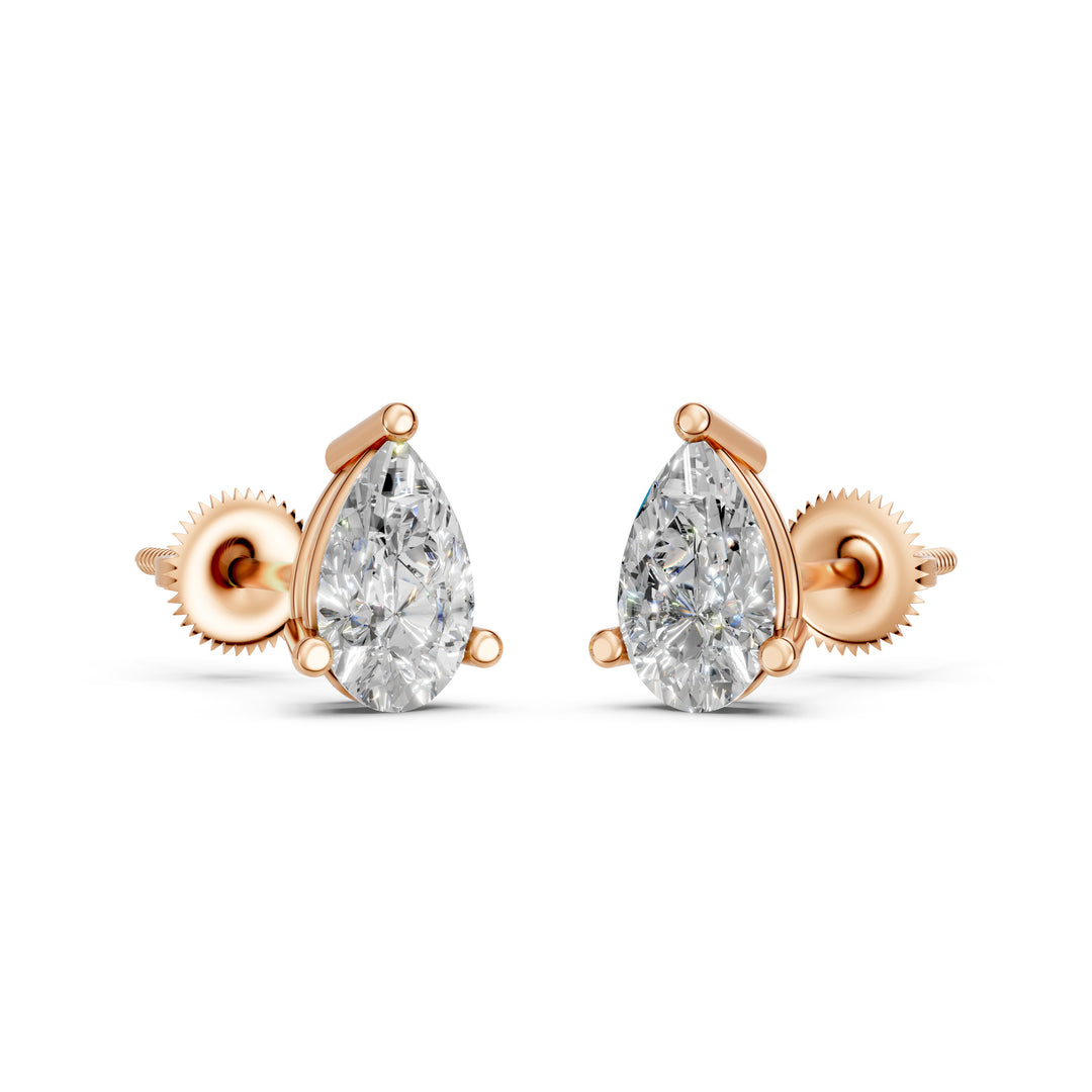 Hera Pear Solitaire Diamond stud Earring