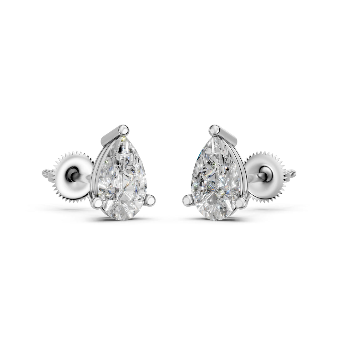 Hera Pear Solitaire Diamond stud Earring