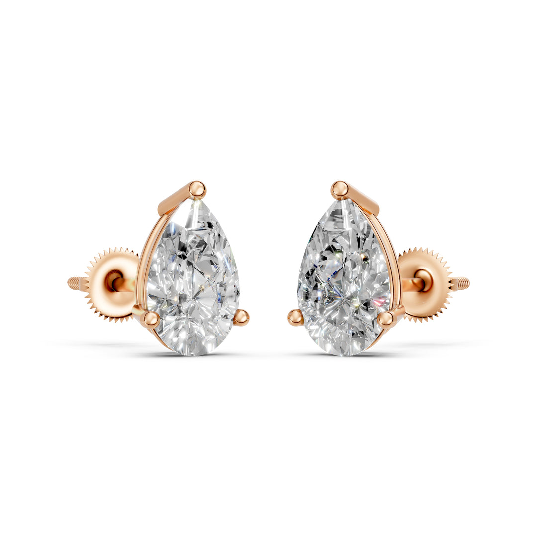 Havya Pear Solitaire Diamond stud Earring