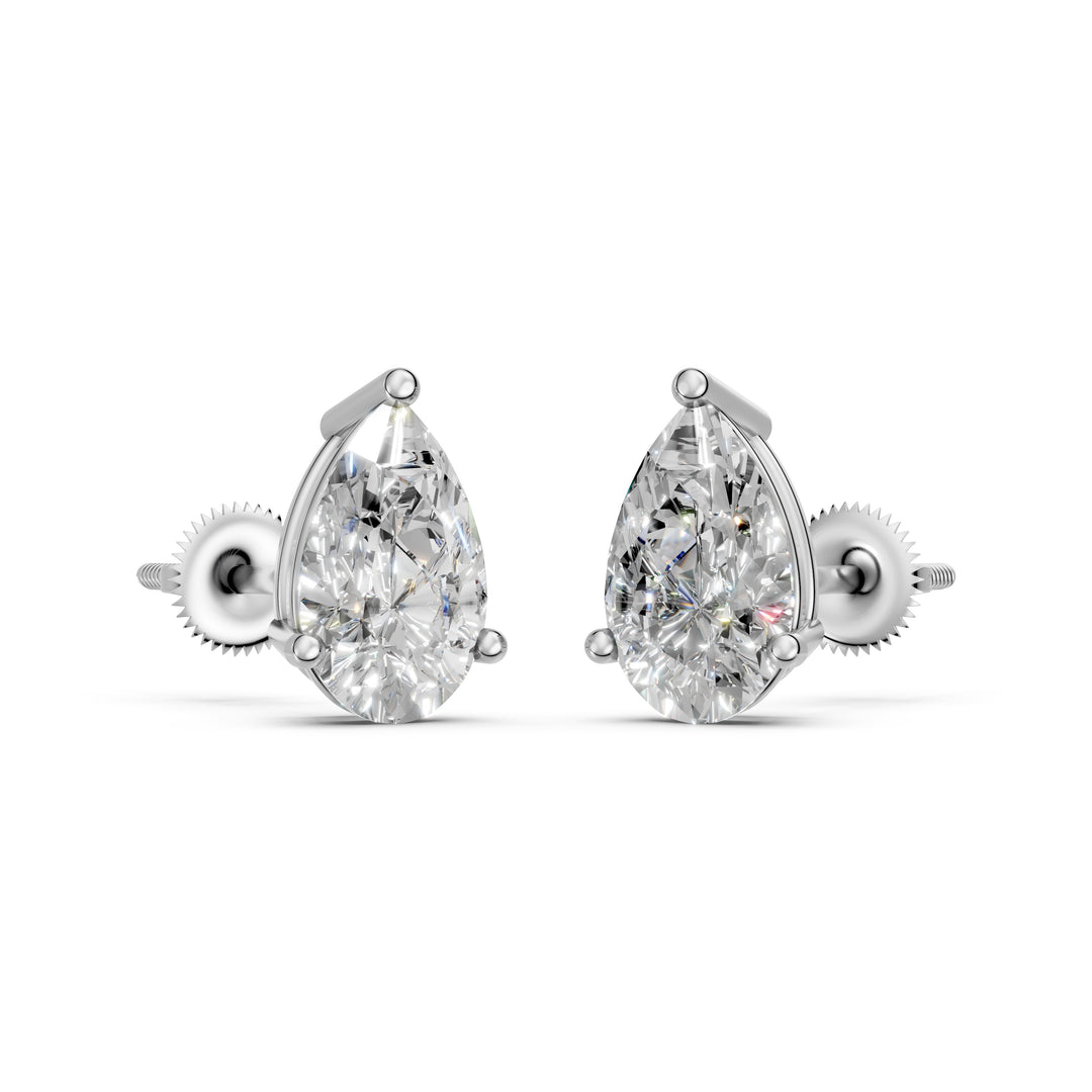 Havya Pear Solitaire Diamond stud Earring