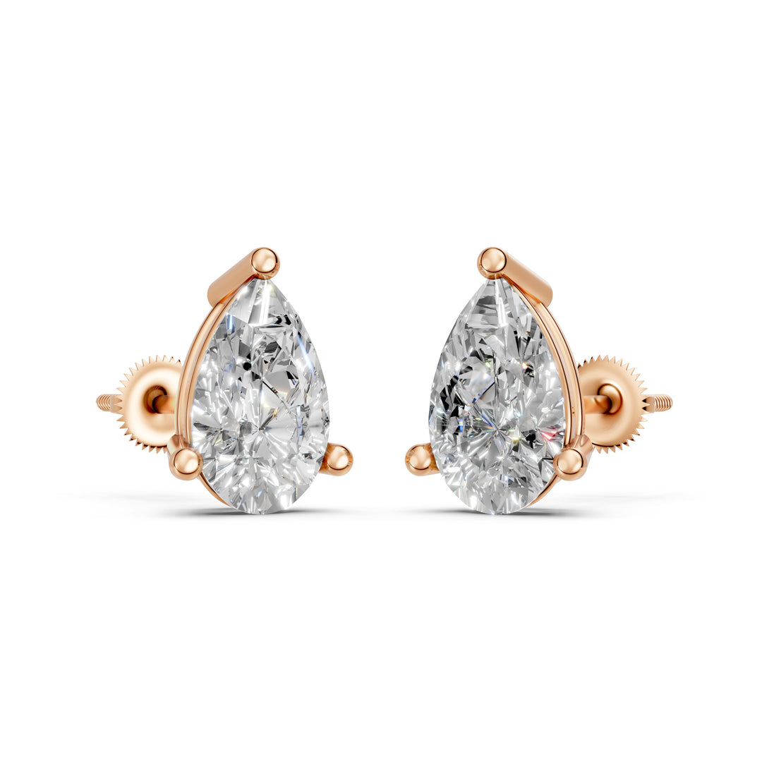 Hania Pear Solitaire Diamond stud Earring