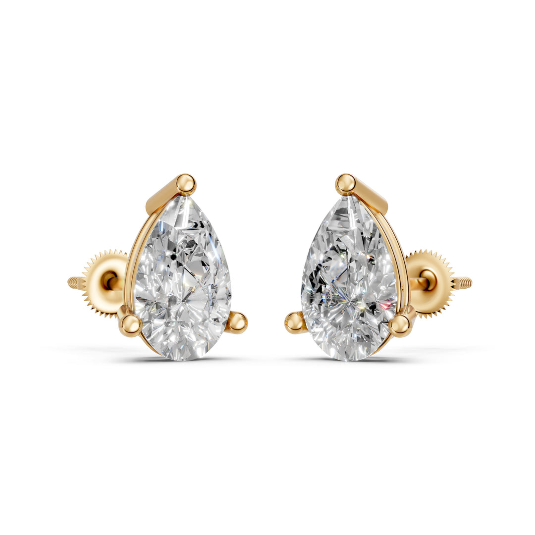 Hania Pear Solitaire Diamond stud Earring