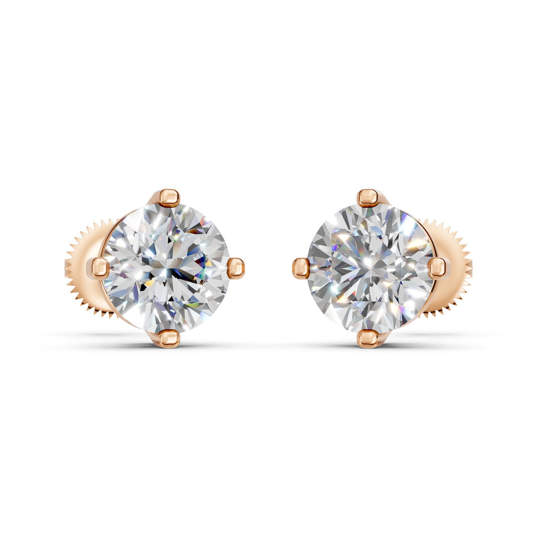 Gorza Round Solitaire Diamond stud Earring