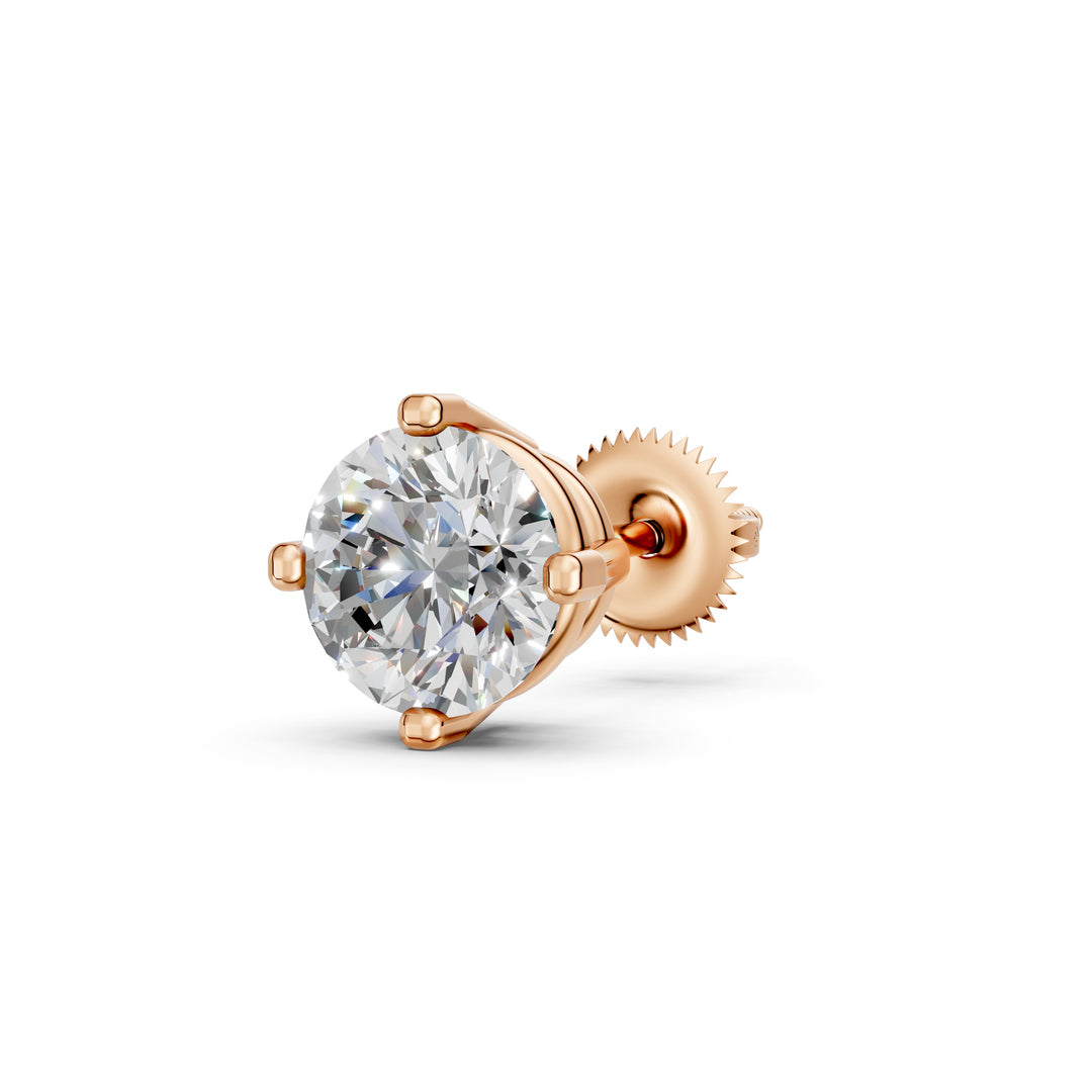 Gorza Round Solitaire Diamond stud Earring