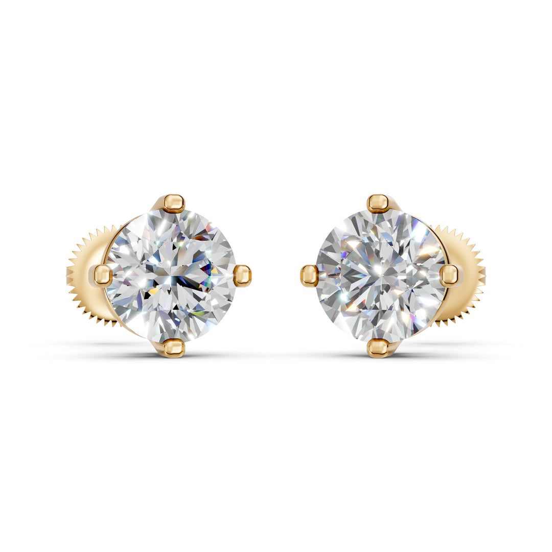 Gorza Round Solitaire Diamond stud Earring