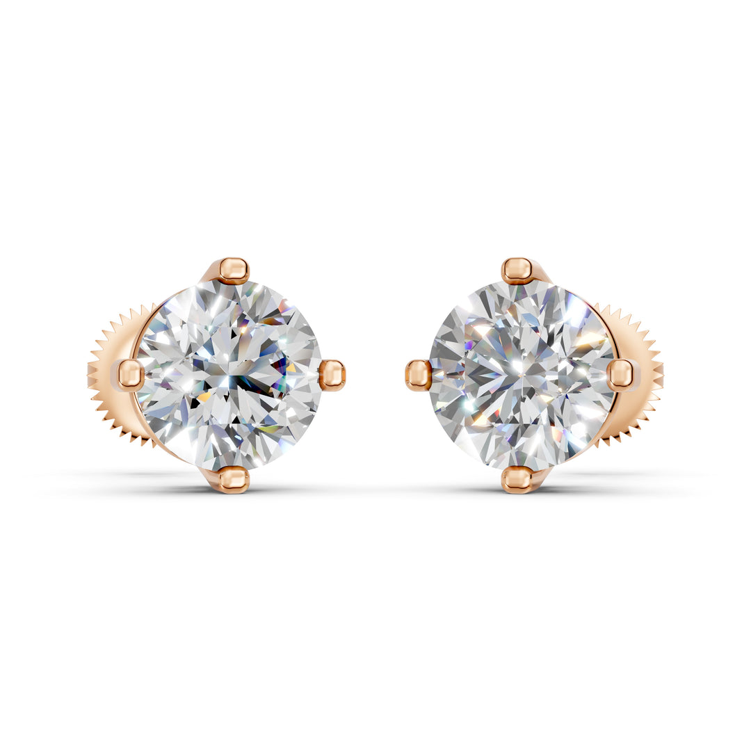 Glora Round Solitaire Diamond stud Earring