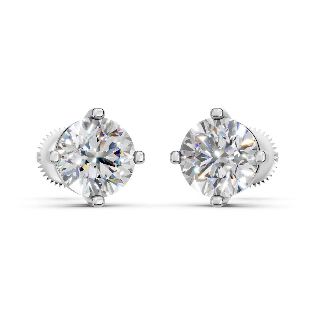 Glora Round Solitaire Diamond stud Earring
