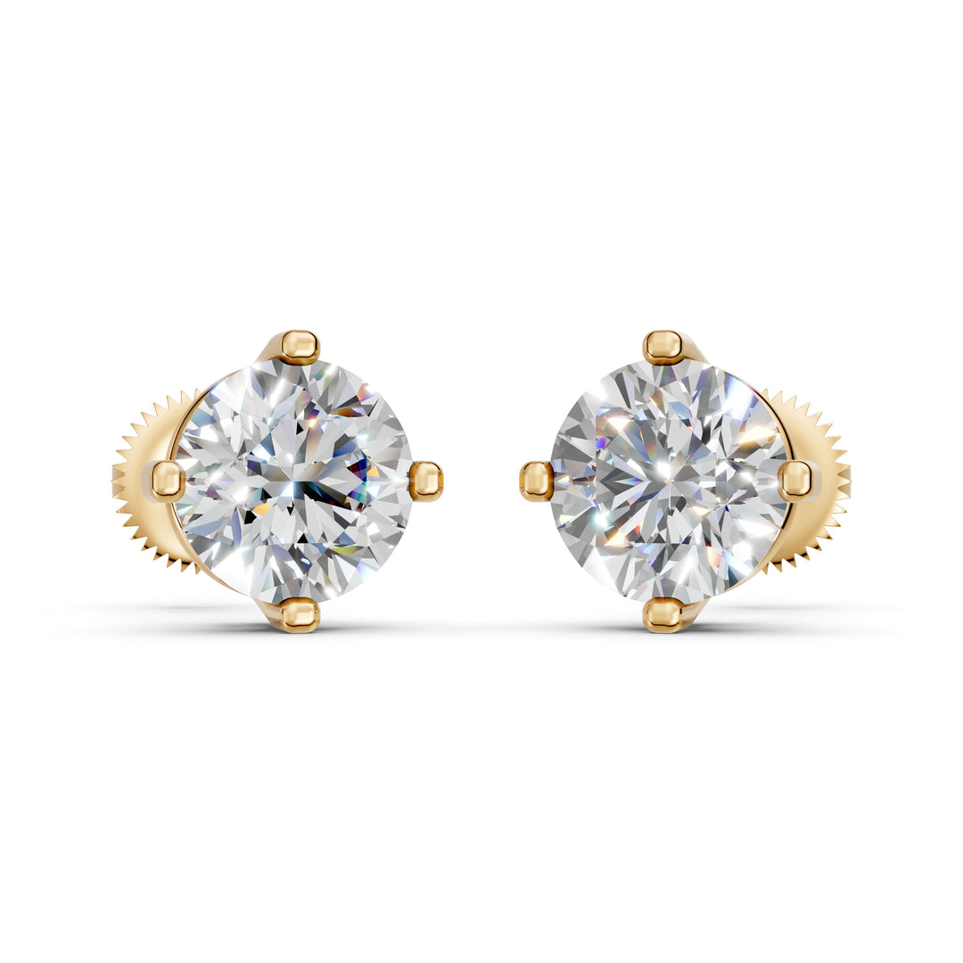 Glora Round Solitaire Diamond stud Earring