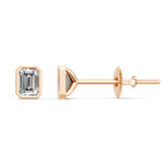 Load image into Gallery viewer, Givra Emerald Solitaire Diamond Bezal stud Earring

