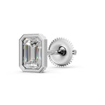 Load image into Gallery viewer, Givra Emerald Solitaire Diamond Bezal stud Earring
