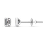 Load image into Gallery viewer, Givra Emerald Solitaire Diamond Bezal stud Earring
