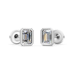 Load image into Gallery viewer, Givra Emerald Solitaire Diamond Bezal stud Earring
