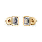 Load image into Gallery viewer, Givra Emerald Solitaire Diamond Bezal stud Earring
