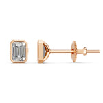 Load image into Gallery viewer, Gira Emerald Solitaire Diamond Bezal stud Earring
