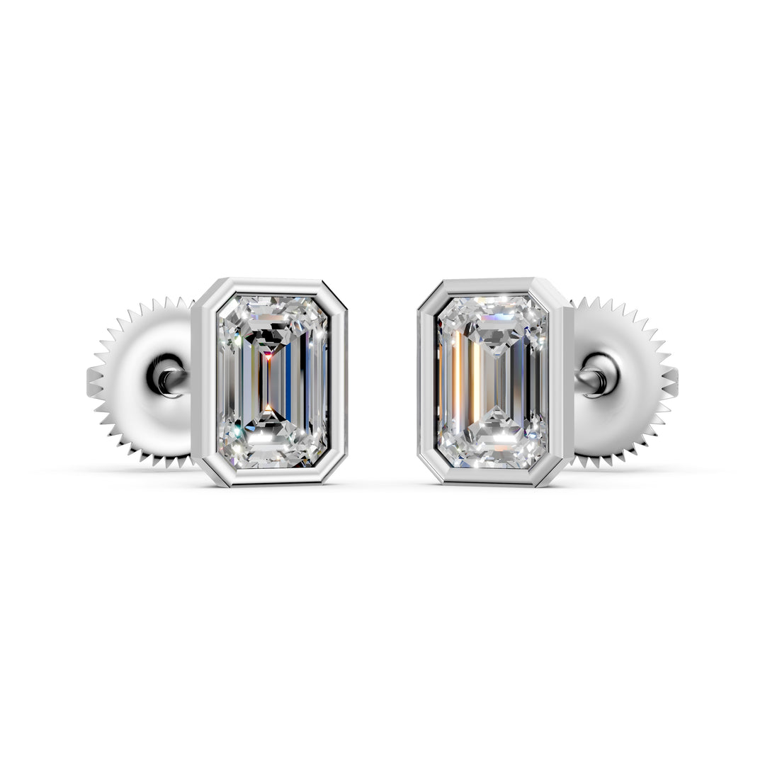 Gira Emerald Solitaire Diamond Bezal stud Earring