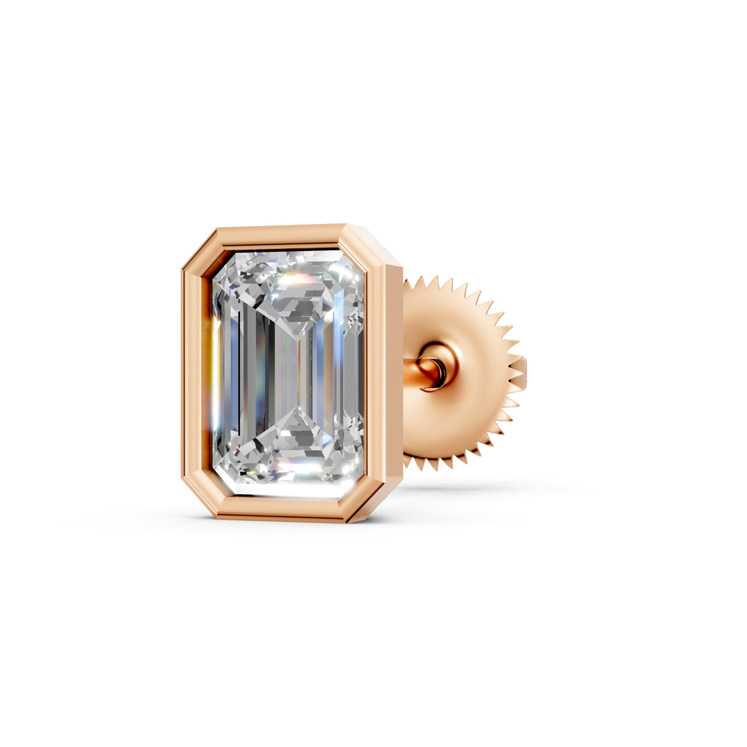 Giana Emerald Solitaire Diamond Bezal stud Earring