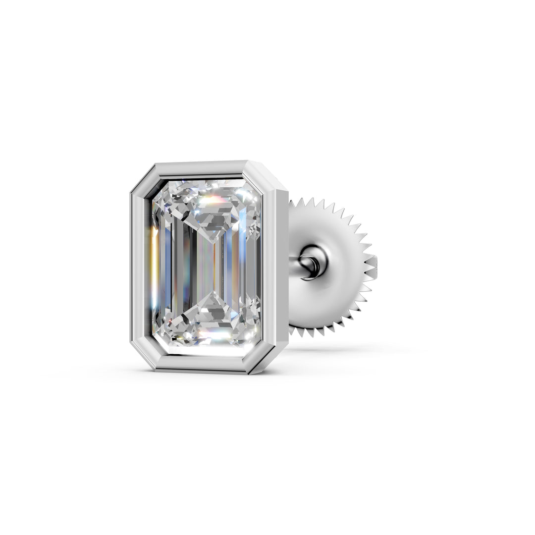 Giana Emerald Solitaire Diamond Bezal stud Earring
