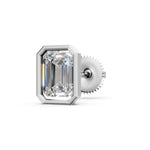 Load image into Gallery viewer, Giana Emerald Solitaire Diamond Bezal stud Earring
