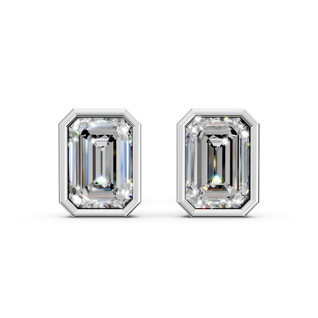 Giana Emerald Solitaire Diamond Bezal stud Earring