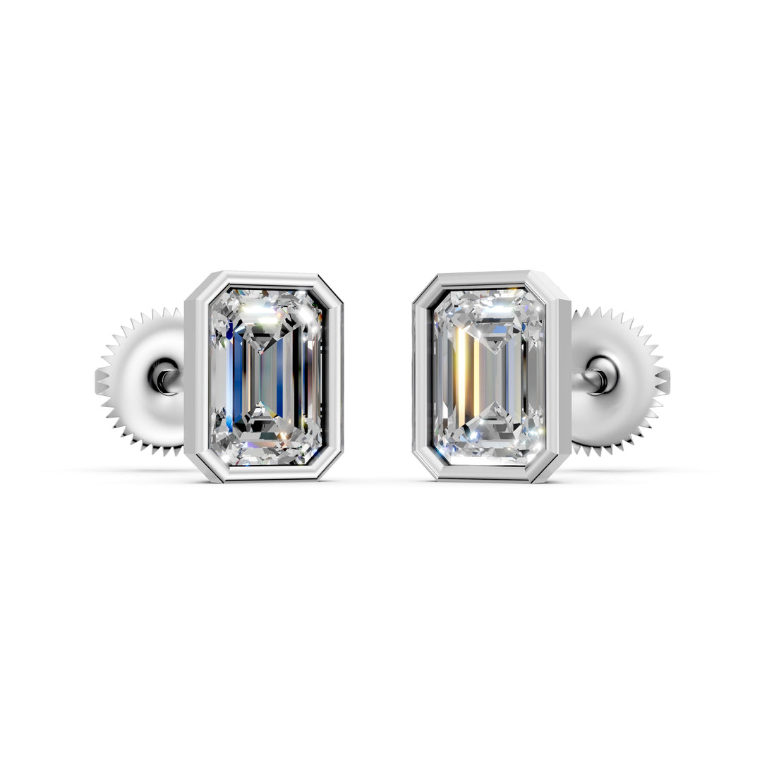 Giana Emerald Solitaire Diamond Bezal stud Earring