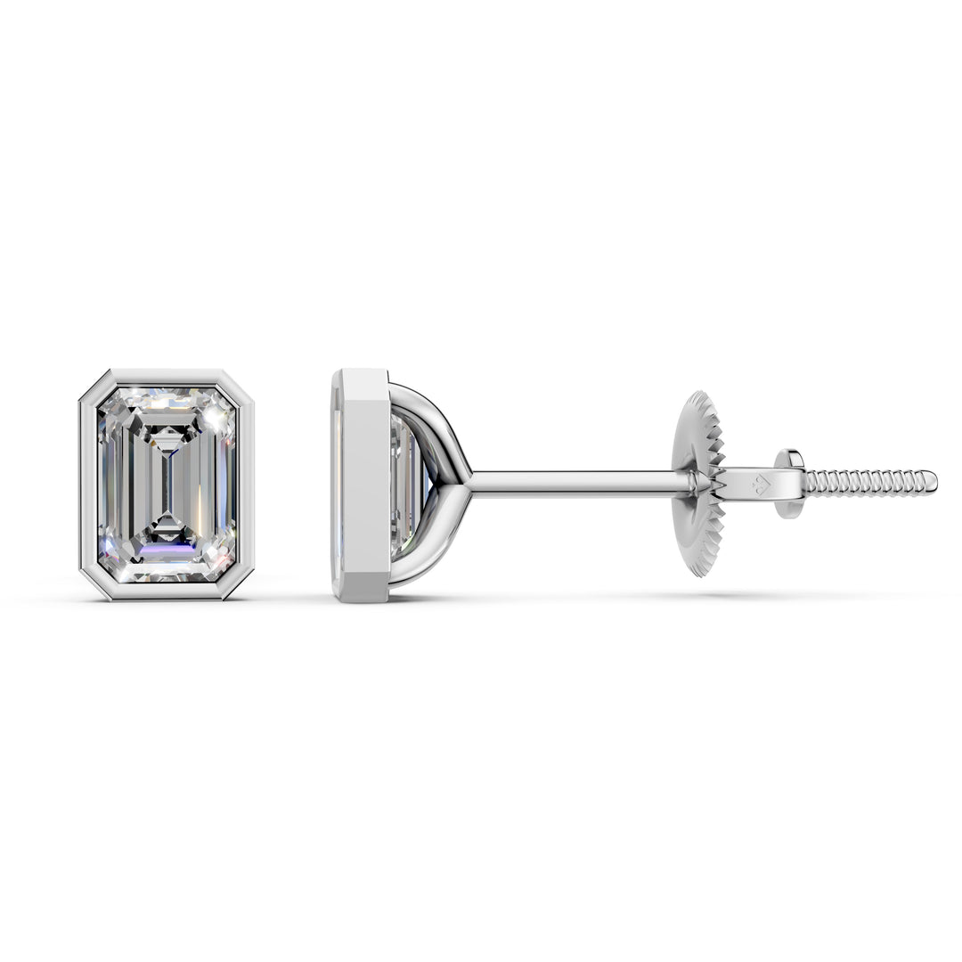 Giana Emerald Solitaire Diamond Bezal stud Earring