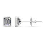 Load image into Gallery viewer, Giana Emerald Solitaire Diamond Bezal stud Earring
