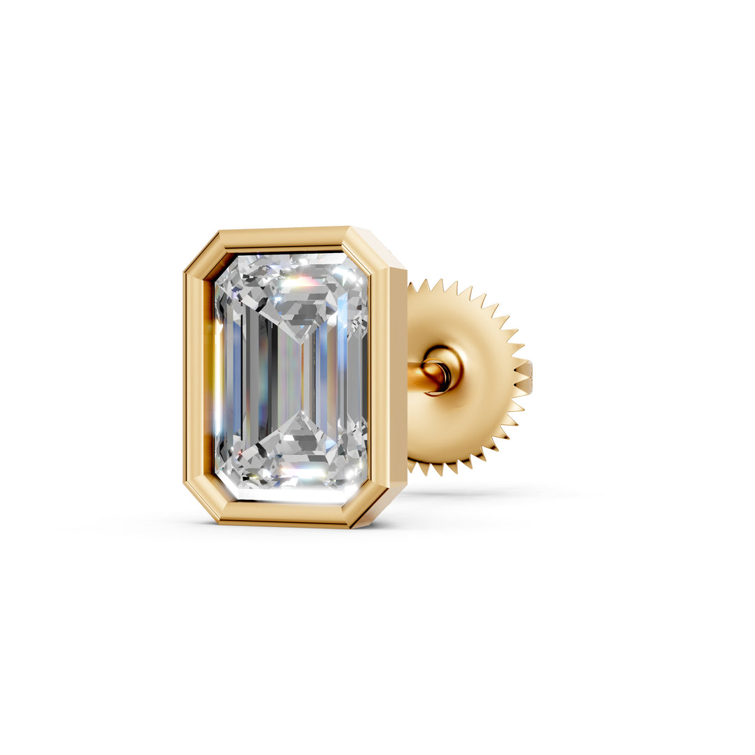 Giana Emerald Solitaire Diamond Bezal stud Earring