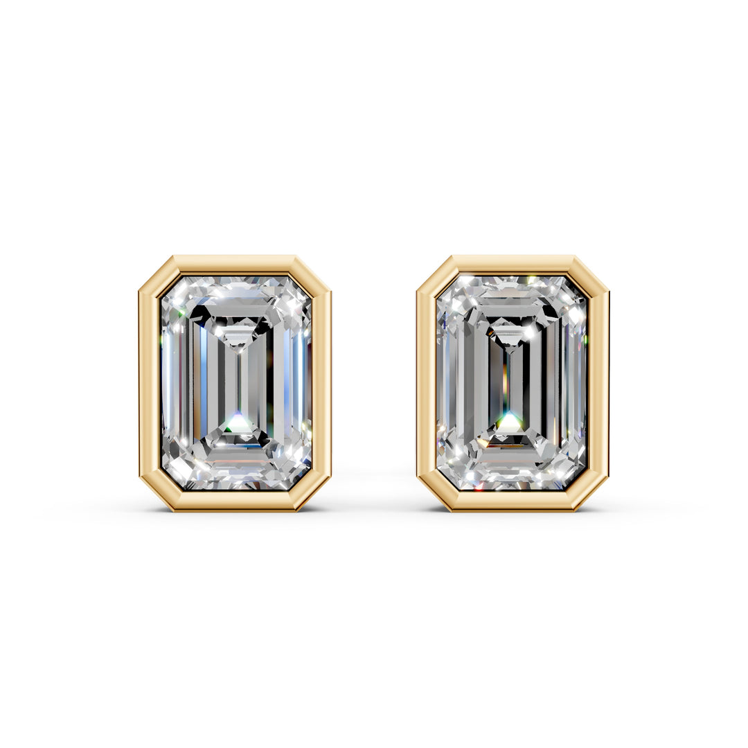 Giana Emerald Solitaire Diamond Bezal stud Earring