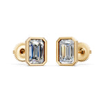 Load image into Gallery viewer, Giana Emerald Solitaire Diamond Bezal stud Earring
