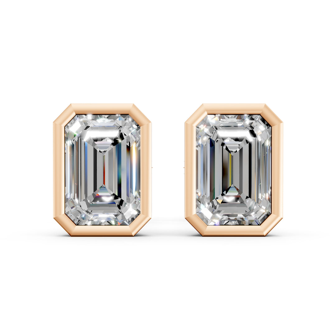 Geira Emerald Solitaire Diamond Bezal stud Earring
