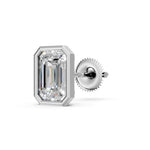Load image into Gallery viewer, Geira Emerald Solitaire Diamond Bezal stud Earring
