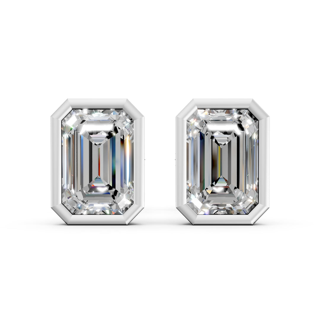 Geira Emerald Solitaire Diamond Bezal stud Earring
